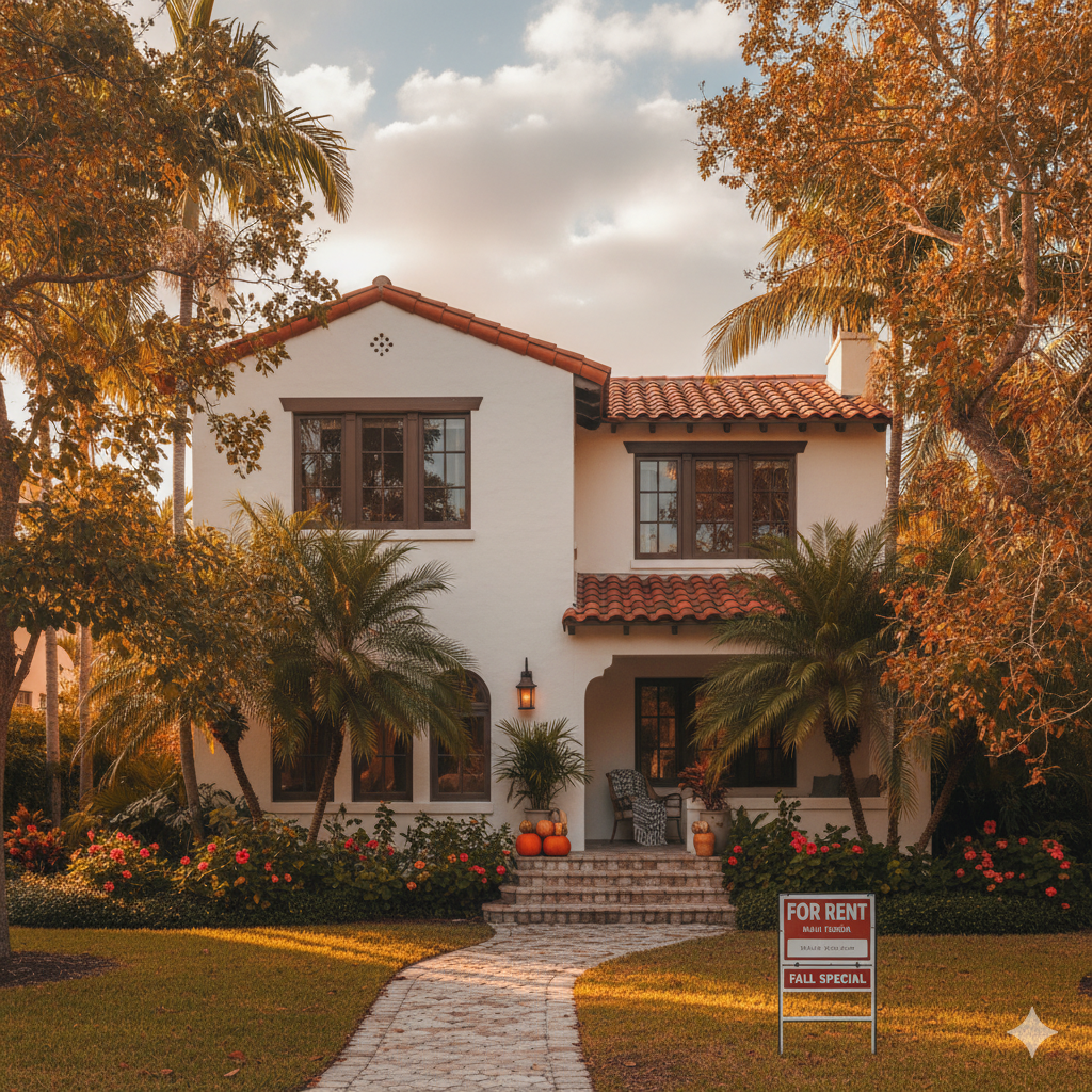 make an image of a rental house in miami florida in the fall
