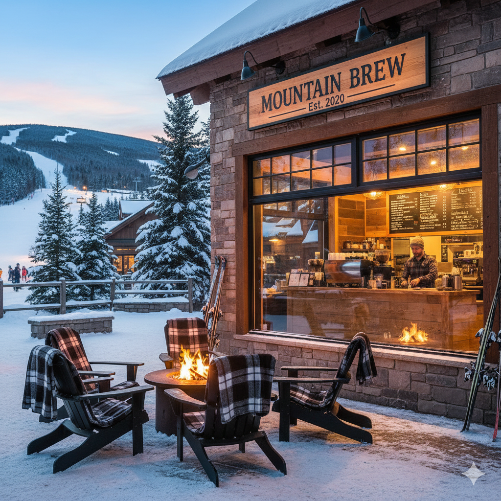 coffee shop at the base of a ski resort in vermont