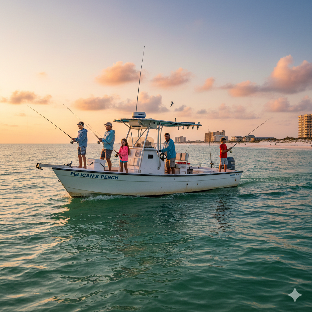 fishing boat thats been chartered off the Gulf Shores in Alabama.