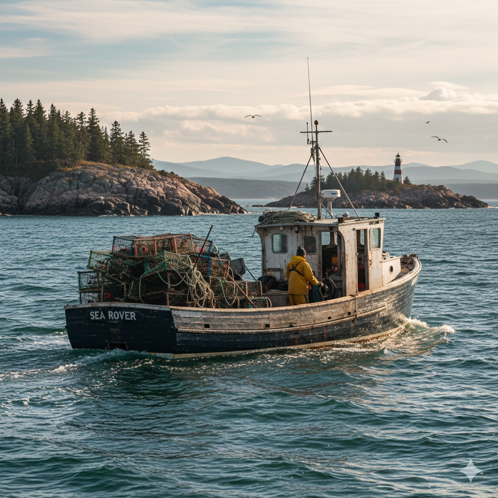 fishing boat off the coast of maine