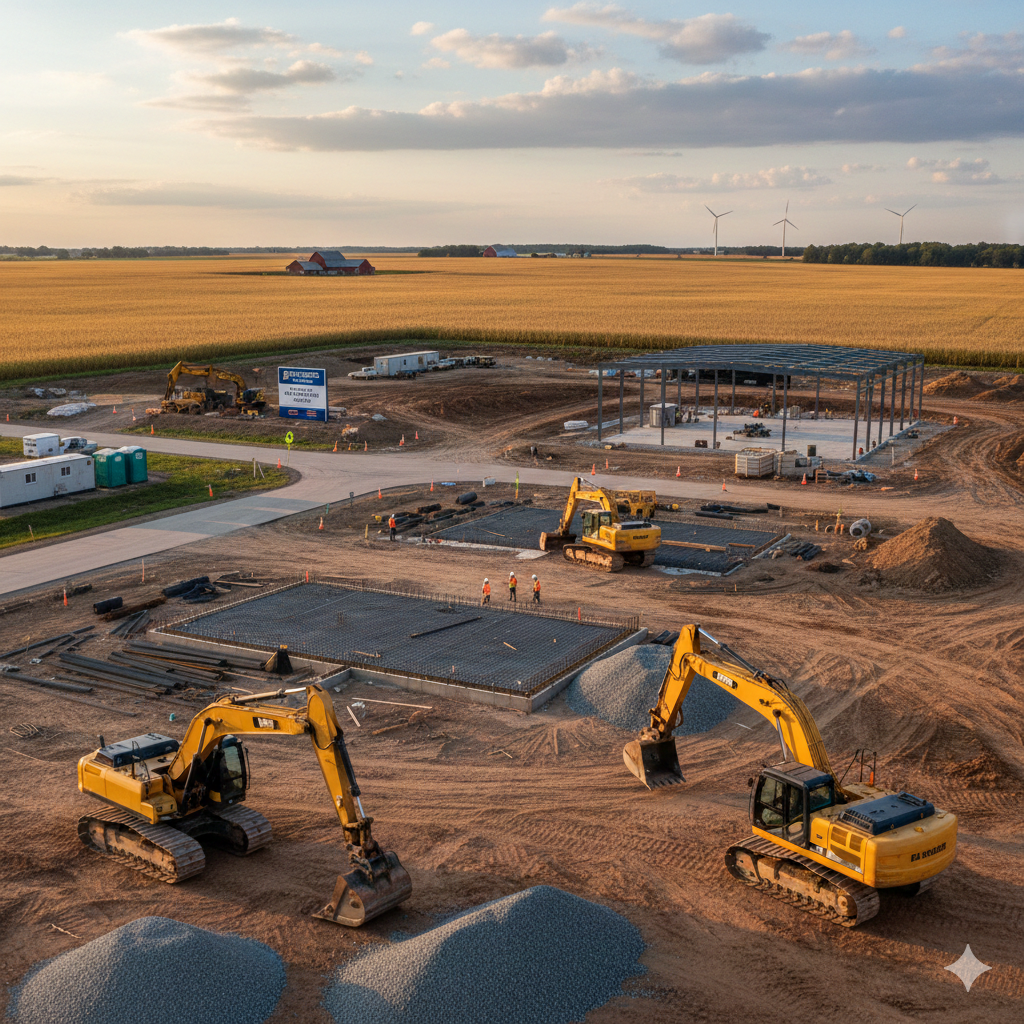 make an image of a construction site in iowa