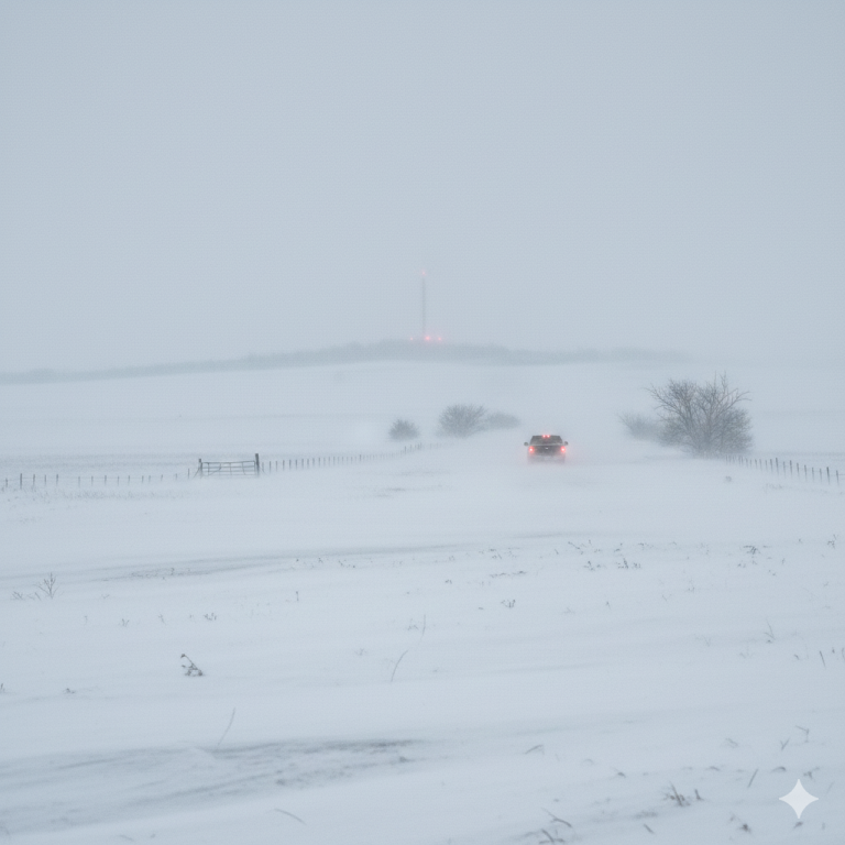 north dakota in a blizzard in the winter