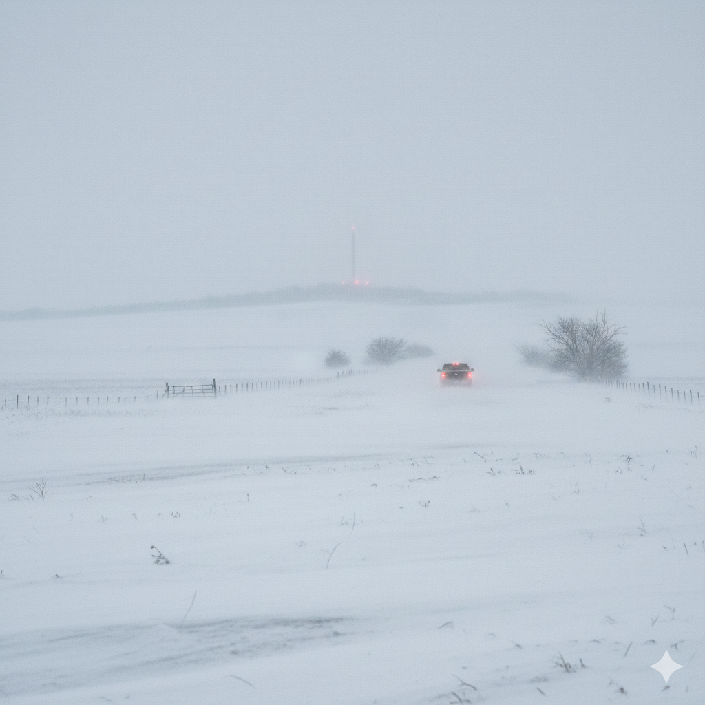 north dakota in a blizzard in the winter