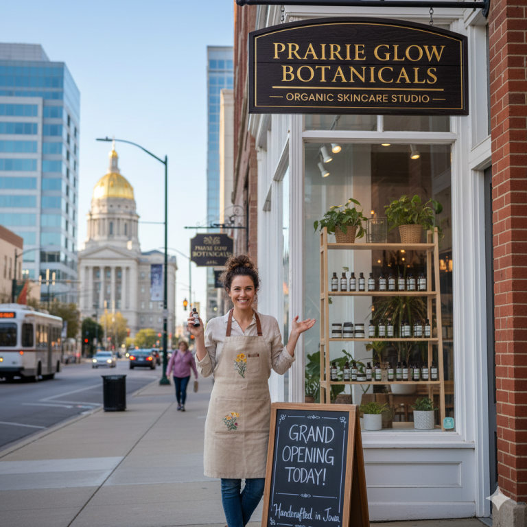 new organic skincare business in des moines iowa