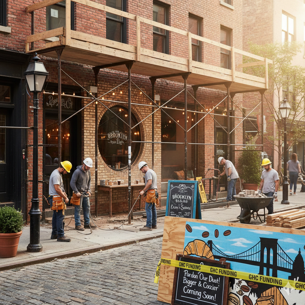 construction project to expand a cozy bistro in brooklyn new york