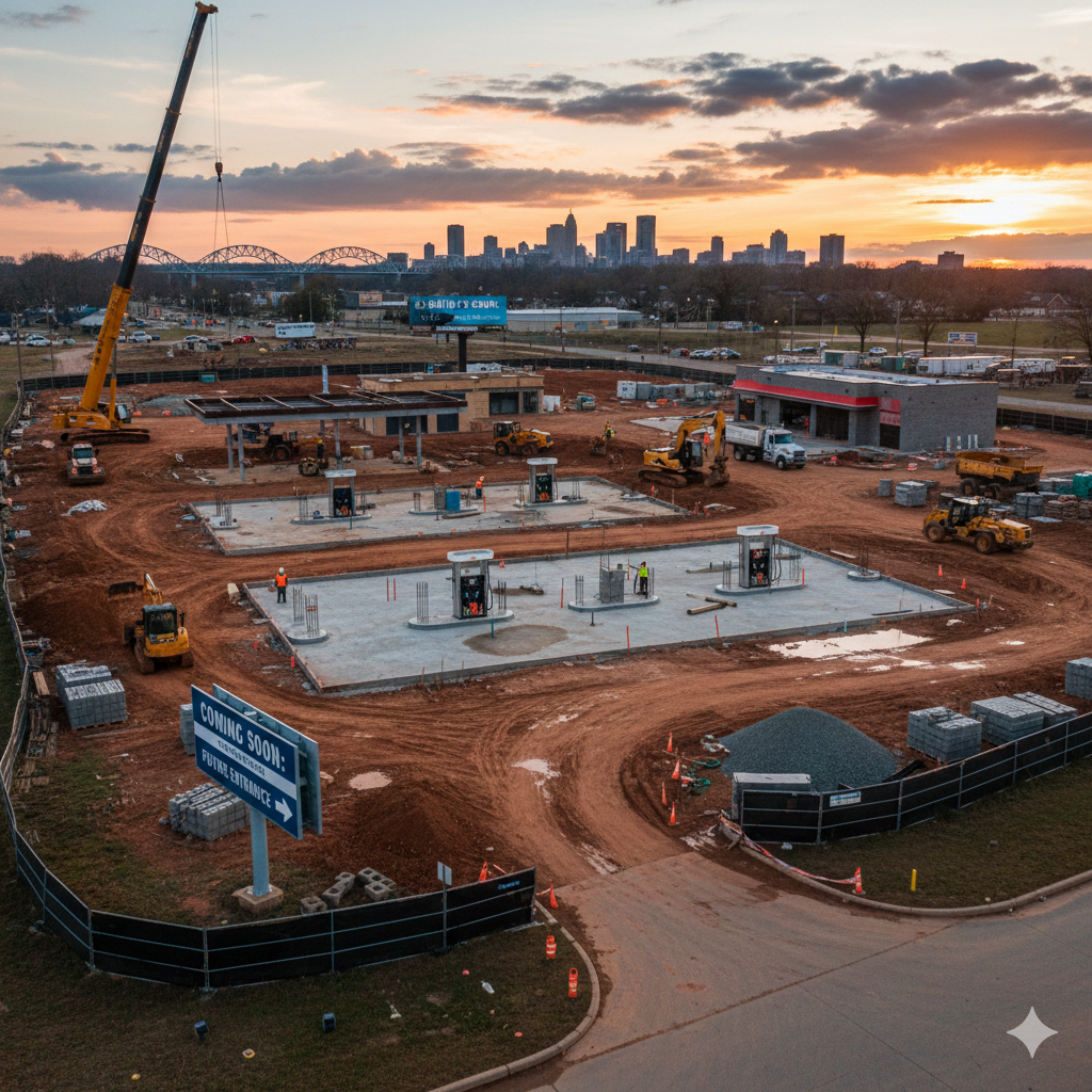 construction site for a gas station in little rock arkansas